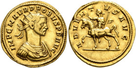 Probus, 276-282. Binio (Gold, 22 mm, 7.58 g, 5 h), Rome, early 277. IMP C M AVR PROBVS P F AVG Radiate and cuirassed bust of Probus to right, breastpl...