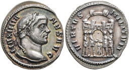 Maximianus, first reign, 286-305. Argenteus (Silver, 19 mm, 2.52 g, 6 h), Ticinum, circa 294. MAXIMIA-NVS AVG Laureate head of Maximianus to right. Re...
