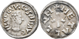 CAROLINGIANS. Louis 'le Pieux' (the Pious), as Emperor Louis I, 814-840. Denier (Silver, 20 mm, 1.69 g, 6 h), Metallum (Melle). Class I, 814-819. HLVD...
