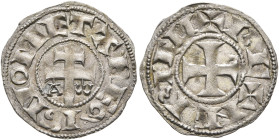 CRUSADERS. Latin Kingdom of Jerusalem. Baldwin II of Bourcq, 1118-1131. Denier (Silver, 19 mm, 0.93 g, 3 h), Akka (Acre), circa 1130. NOMETA (sic!) RE...