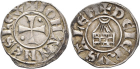 CRUSADERS. Latin Kingdom of Jerusalem. John of Brienne, 1210-1225. Denier (Silver, 22 mm, 2.81 g, 7 h). ✠ IOHANNЄS RЄX Cross pattée with two pellets i...