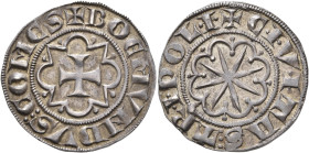 CRUSADERS. County of Tripoli. Bohémond VI, 1251-1275. Gros (Silver, 25 mm, 4.41 g, 4 h). ✠ BOEMVNDVS⁝COMES Cross within frame of alternate arcs and an...