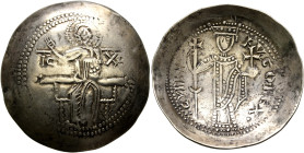 CRUSADERS. Lusignan Kingdom of Cyprus. Hugh I, 1205-1218. Bezant (Electrum, 30 mm, 3.75 g, 6 h). Christ seated facing on low-backed throne, flanked by...