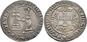 CRUSADERS. Knights of Rhodes (Knights Hospitallers). Hélion of Villeneuve, 1319-1346. Gigliato (Silver, 26 mm, 3.93 g, 9 h). ✠ FR:ELION' D' VILANOVA D...