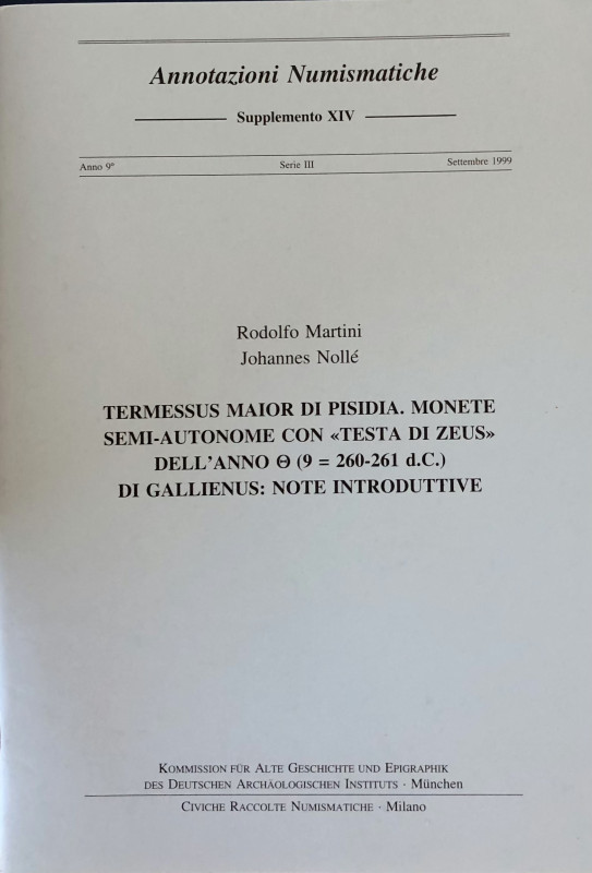 Martini R. Nollè J. Termessus Maior di Pisidia. Monete Semi-Autonome con “Testa ...