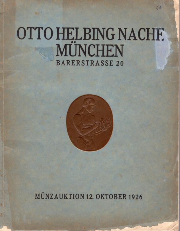 HELBING OTTO NACHF. Munchen 12-10-1926. Sammlung des regierungsrats Dr. Josef Hi...