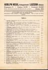 HESS A. NACH. – Luzern, Oktober, 1934. Catalogue a prix marques. Italien. Pp. 10, nn. 443. Brossura ed. buono stato, molto raro. Rossi -