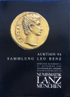 Lanz Numismatik. Auktion 94, Sammlung Leo Benz. Romische Kaiserzeit Munchen 22 Novembre 1999. Brossura ed. pp. 96, lotti 694, tavv. 40 in b/n e 15 tav...