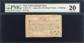 NY-171. NY-171. August 25, 1774. 8 Shillings. PMG Very Fine 20.
Water works. Comment free.

Estimate: $100.00- $150.00