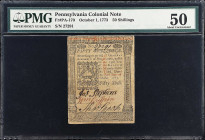 PA-170. Pennsylvania. October 1, 1773. 50 Shillings. PMG About Uncirculated 50.
No. 27291.

Estimate: $150.00- $250.00