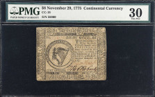 CC-18. Continental Currency. November 29, 1775. $8. PMG Very Fine 30. 
No. 25869.

Estimate: $150.00- $200.00