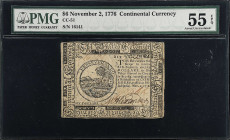 CC-51. Continental Currency. November 2, 1776. $6. PMG About Uncirculated 55 EPQ. 
No. 16141. Printed by Hall and Sellers.

Estimate: $500.00- $700...