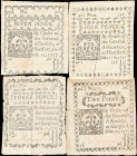 Lot of (4). CC-214, 215, 216, & 218. Continental Currency. October 11, 1777. 2, 3, 4 & 7 Pence. Very Fine to Extremely Fine.
CC-214 is VF with a tear...