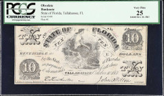 Tallahassee, Florida. State of Florida. 1861 $10. PCGS Currency Very Fine 25.

Estimate: $150.00- $200.00