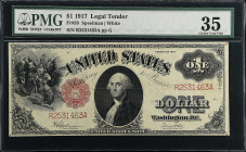 Fr. 39. 1917 $1 Legal Tender Note. PMG Choice Very Fine 35.
PMG comments "Rust".

Estimate: $150.00- $200.00