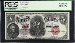 Fr. 89. 1907 $5 Legal Tender Note. PCGS Currency Extremely Fine 45 PPQ.

Estimate: $400.00- $600.00