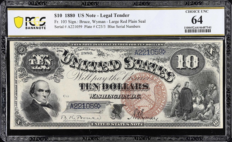 Fr. 103. 1880 $10 Legal Tender Note. PCGS Banknote Choice Uncirculated 64.
Larg...