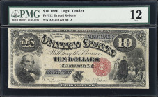 Fr. 112. 1880 $10 Legal Tender Note. PMG Fine 12.
Bruce - Roberts signature combination with small red treasury seal.

Estimate: $300.00- $500.00