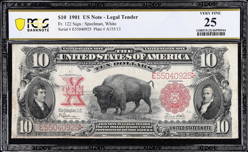 Fr. 122. 1901 $10 Legal Tender Note. PCGS Banknote Very Fine 25.
This design is...