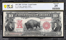 Fr. 122. 1901 $10 Legal Tender Note. PCGS Banknote Very Fine 25.
This design is dripping in Americana. One of the more coveted designs found on Legal...