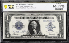 Fr. 237. 1923 $1 Silver Certificate. PCGS Banknote Gem Uncirculated 65 PPQ.
A bright Gem offering of this 1923 Silver Certificate.

Estimate: $200....