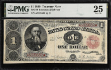 Fr. 349. 1890 $1 Treasury Note. PMG Very Fine 25.
This ace hails from the popular ornate back series of 1890.

Estimate: $700.00- $900.00