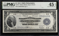 Fr. 717. 1918 $1 Federal Reserve Bank Note. Philadelphia. PMG Choice Extremely Fine 45 EPQ.

Estimate: $250.00- $350.00