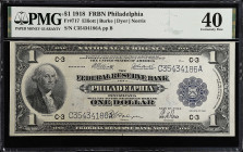 Fr. 717. 1918 $1 Federal Reserve Bank Note. Philadelphia. PMG Extremely Fine 40.
PMG comments "Toning".

Estimate: $225.00- $275.00