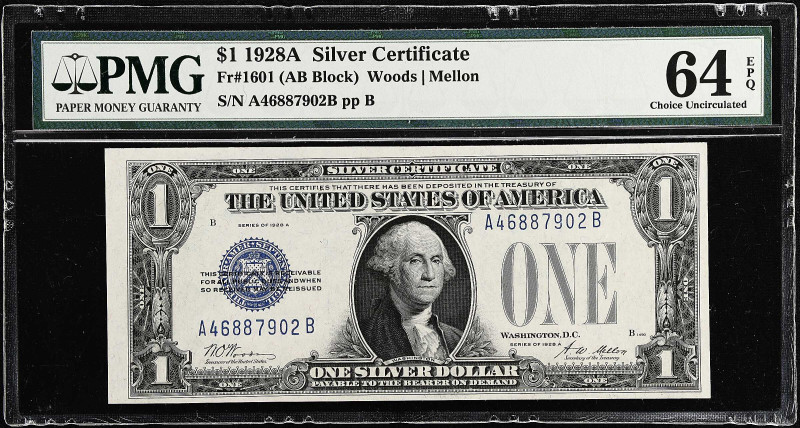 Fr. 1601. 1928A $1 Silver Certificate. PMG Choice Uncirculated 64 EPQ.

Estima...