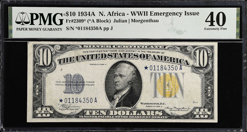 Fr. 2309*. 1934A $10 North Africa Emergency Star Note. PMG Extremely Fine 40.
T...