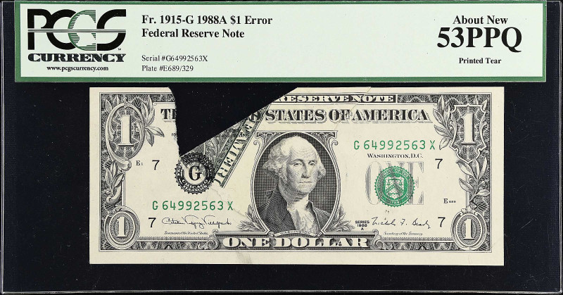 Fr. 1915-G. 1988A $1 Federal Reserve Note. Chicago. PCGS Currency About New 53 P...