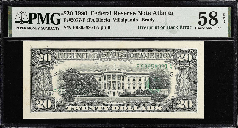 Fr. 2077-F. 1990 $20 Federal Reserve Note. Atlanta. PMG Choice About Uncirculate...