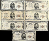 Lot of (7) Mixed Nationals. $5. 1929 Ty. 1 & Ty. 2. Fr. 1800-1 & 1800-2. Fine to Very Fine.
States include South Carolina, 13782, 1302, 1016, 10527, ...