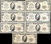 Lot of (7) Mixed Nationals. $10 1929 Ty. 1 & Ty. 2. Fr. 1801-1 & 1801-2. Fine to Very Fine.
States included are Maryland, Oregon, Florida, Kansas, Ke...