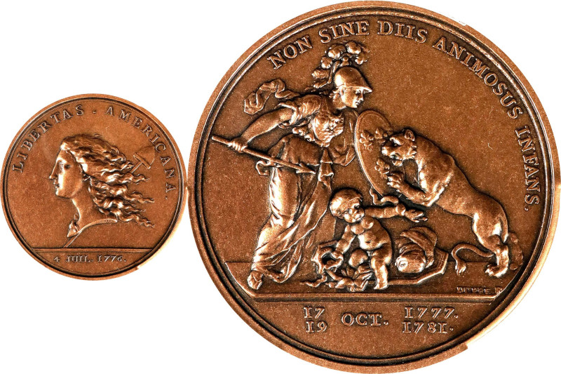 "1781" (2005) Libertas Americana Medal. Modern Paris Mint Dies. Bronze. MS-62 RB...