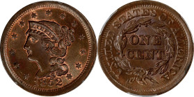 1852 Braided Hair Cent. MS-63 BN (PCGS).
PCGS# 1898. NGC ID: 226J.