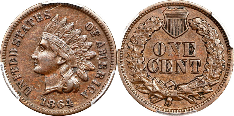 1864 Indian Cent. Bronze. L on Ribbon. EF-40 (PCGS).
PCGS# 2079. NGC ID: 227M.