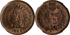 1899 Indian Cent. MS-64 BN (NGC).
PCGS# 2202. NGC ID: 228U.