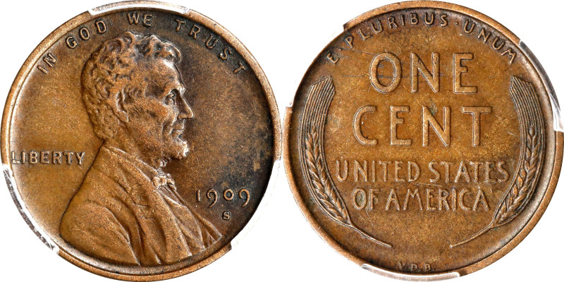 1909-S Lincoln Cent. V.D.B. EF Details--Scratch (PCGS).
PCGS# 2426. NGC ID: 22B...