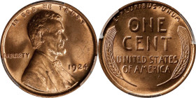 1924 Lincoln Cent. MS-65 RD (PCGS).
PCGS# 2551. NGC ID: 22CC.