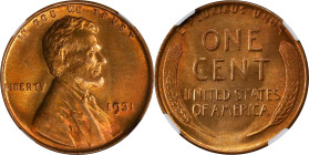 1931 Lincoln Cent. MS-66 RD (NGC). CAC.
PCGS# 2614. NGC ID: 22D2.