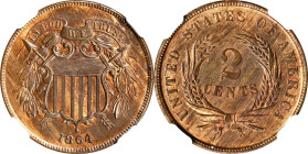 1864 Two-Cent Piece. Large Motto. Unc Details--Obverse Cleaned (NGC).
PCGS# 3576. NGC ID: 22N9.