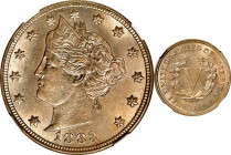 1883 Liberty Head Nickel. No CENTS. MS-63 (NGC).
PCGS# 3841. NGC ID: 2772.