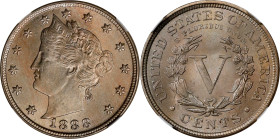 1888 Liberty Head Nickel. MS-64 (NGC). CAC.
PCGS# 3849. NGC ID: 2774.