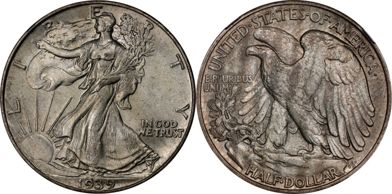 1939 Walking Liberty Half Dollar. MS-64 (NGC).
PCGS# 6606. NGC ID: 24RW.