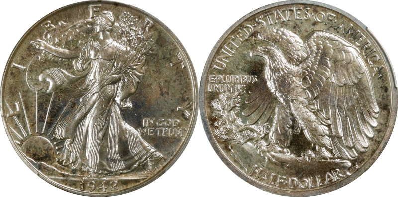 1942 Walking Liberty Half Dollar. Proof-65 (PCGS).
PCGS# 6642. NGC ID: 27V9.