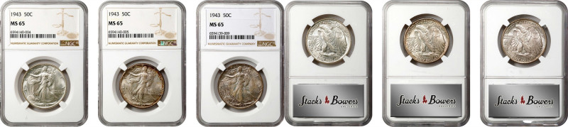 Lot of (3) 1943 Walking Liberty Half Dollars. MS-65 (NGC).
PCGS# 6618. NGC ID: ...