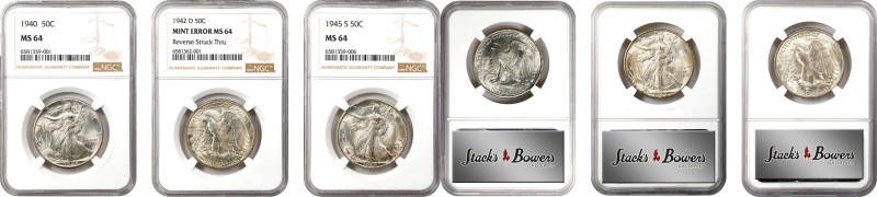 Lot of (3) Late Date Walking Liberty Half Dollars. MS-64 (NGC).
Included are: 1...