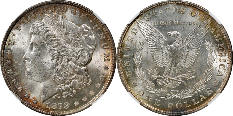 1878 Morgan Silver Dollar. 7 Tailfeathers. Reverse of 1879. MS-63 (NGC).
PCGS# ...