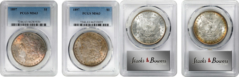 Lot of (2) 1897 Morgan Silver Dollars. MS-63 (PCGS).
PCGS# 7246. NGC ID: 2565.